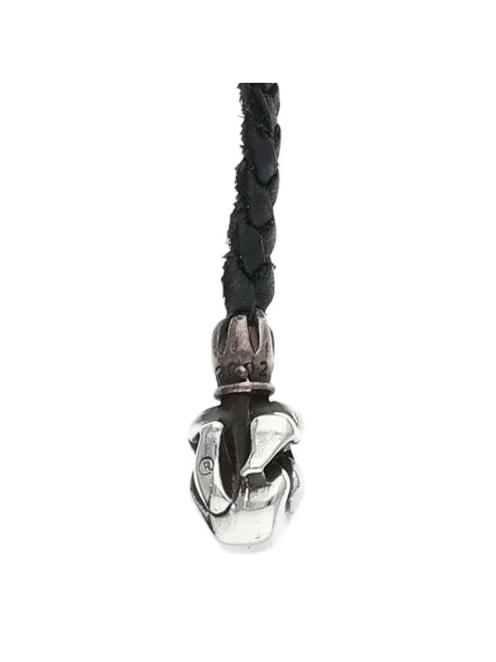 Chrome Hearts Leather Braid Lip and Tan Silver Necklace